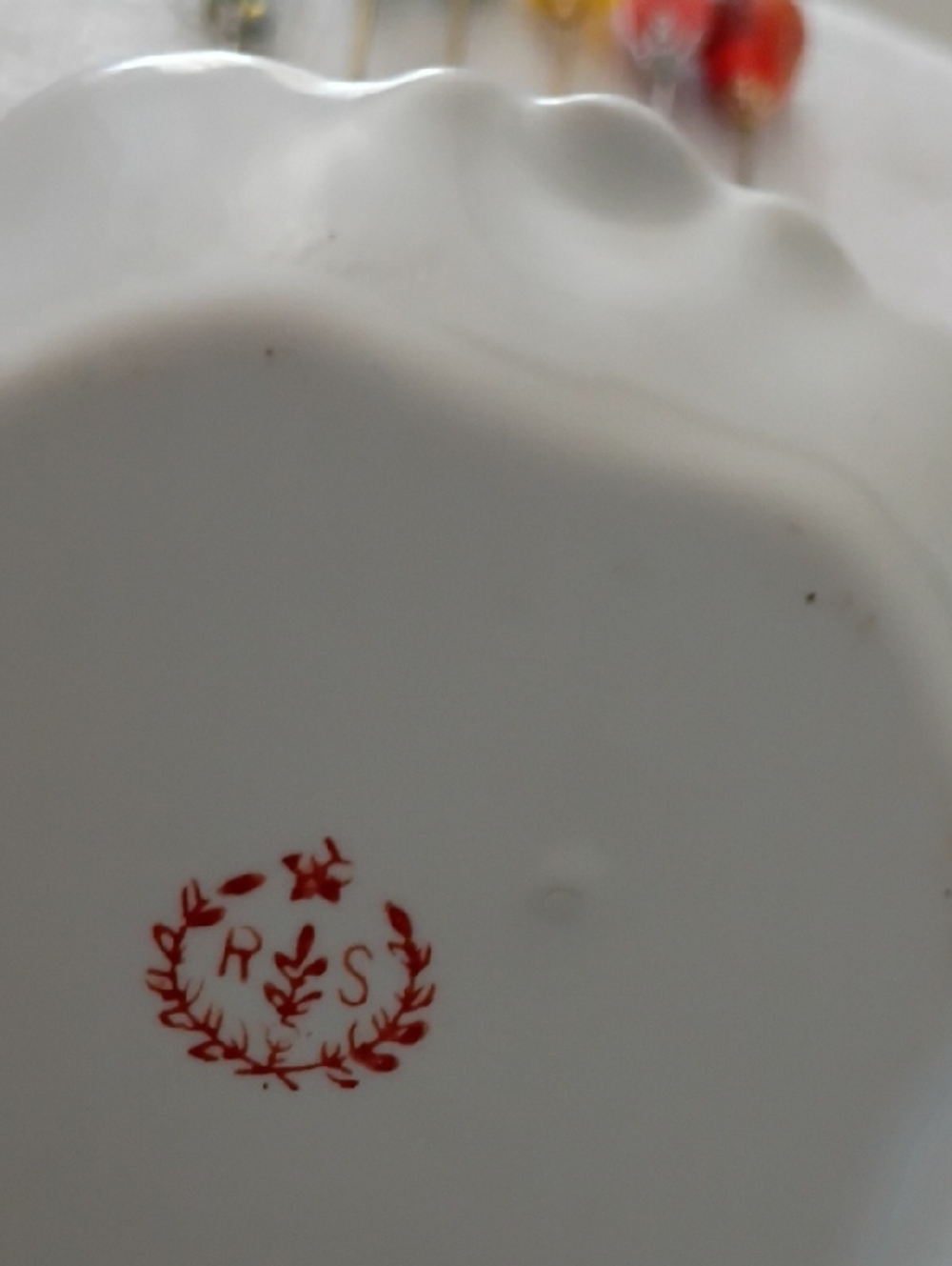 Vintage Porcelain Floral Hatpin Holder with Pink and Gold Accents - Picture 4 of 10